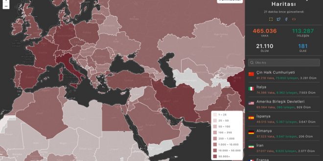 Dünyada Koronavirüs Son Durumunu Takip Edebileceğiniz Haritalar